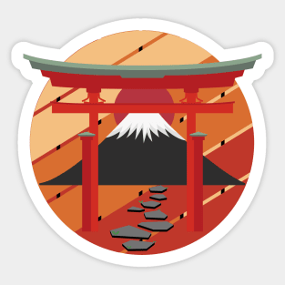 Retro Red Sun Tori Gate Sticker